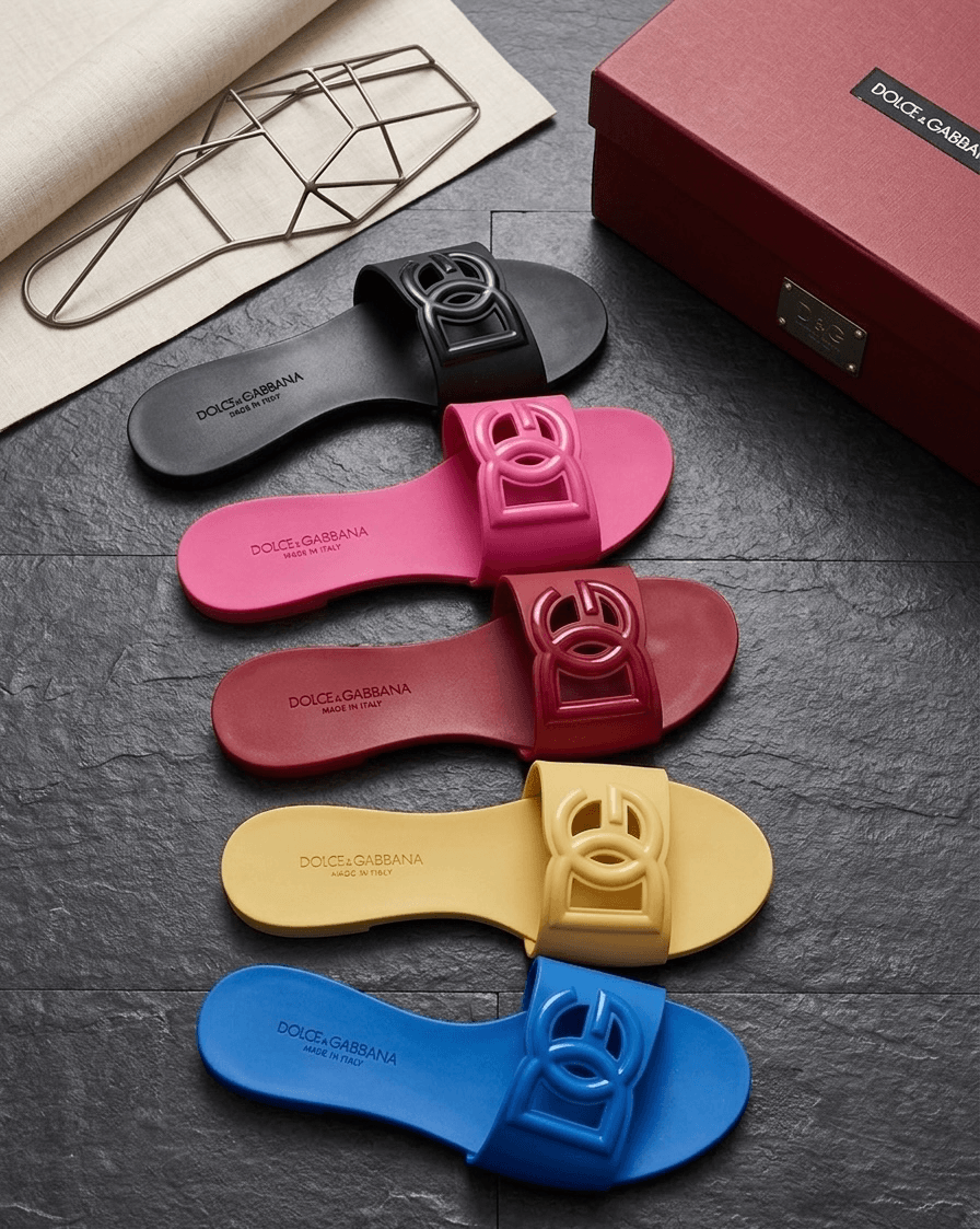 D&G LOGO FLAT RUBBER SLIDES